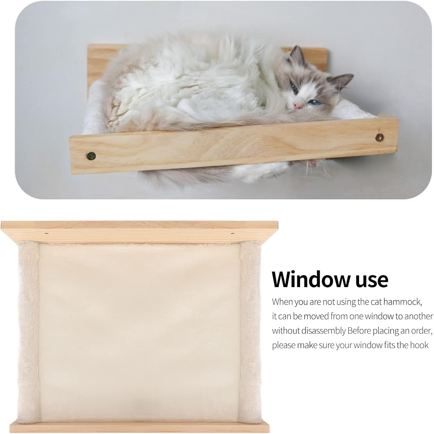 Wall Mounted Cat Hammock Bed Cat Wall Furniture Breathable Washable Saving Space Window Perch Shelf for Indoor Summer