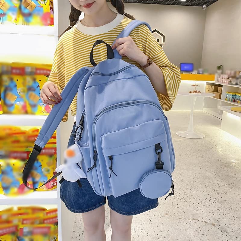 Sac à dos en nylon couleur solide de grande capacité pour une adolescente branchée