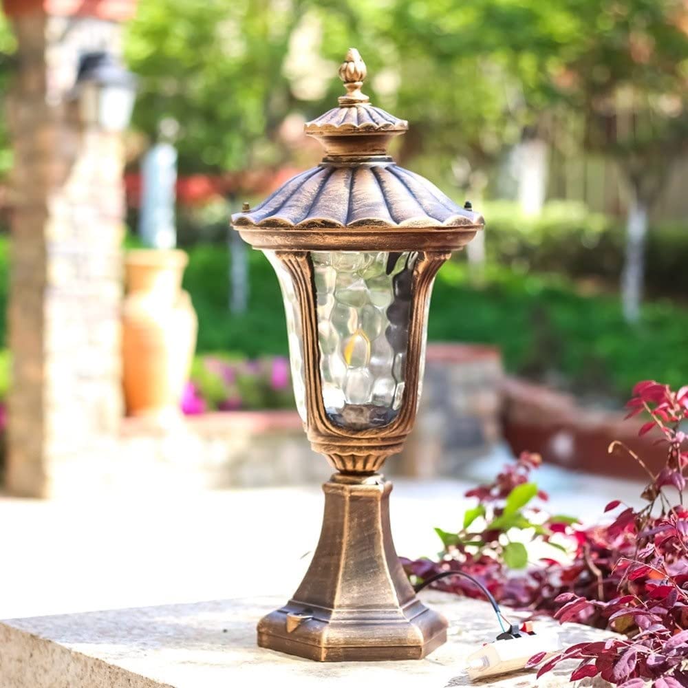 Portalampada per Esterni E27 Lampade a Colonna Antipioggia Tradizione Classic Victoria Lampada a palo in Vetro Patio Lampione Stradale Impermeabile Moderna Villa Giardino Prato Pillar Light