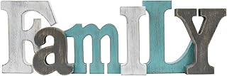 Veclotch Rustic Wood Decorative Family Word Sign, Multicolor Freestanding and Wall Mounted