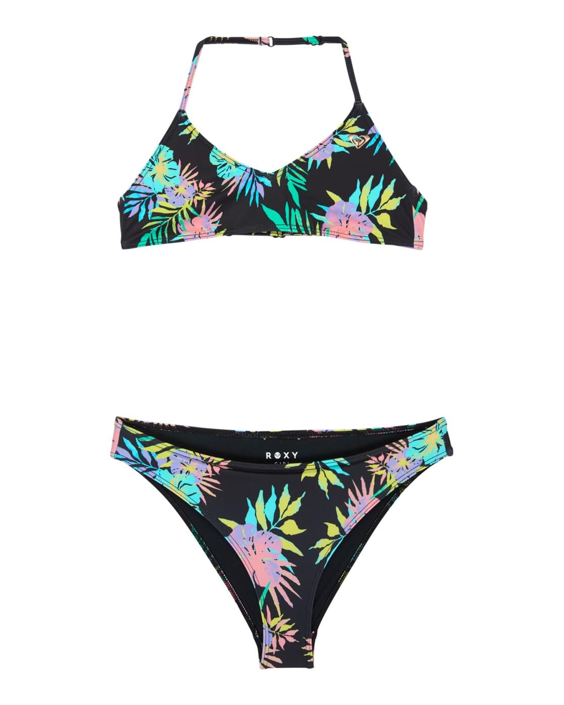 Bikini bralette Roxy Active Set negro con ajuste elástico para niñas 4