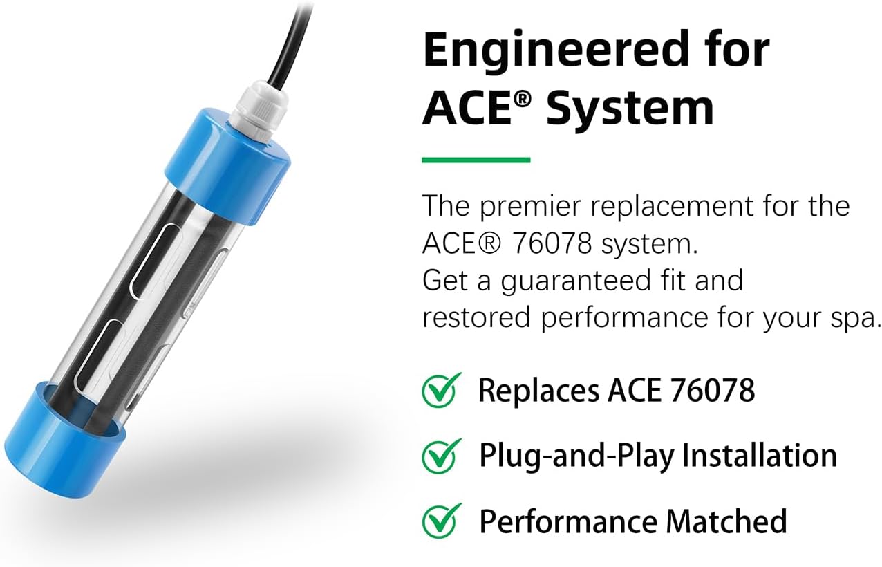 Salt Cell Replacement for ACE® Sanitizing System – Fits All ACE Hot Tubs, Performance Enhanced, Effortless Installation, Premium Spare Part & 1-Year After-Sales Guarantee