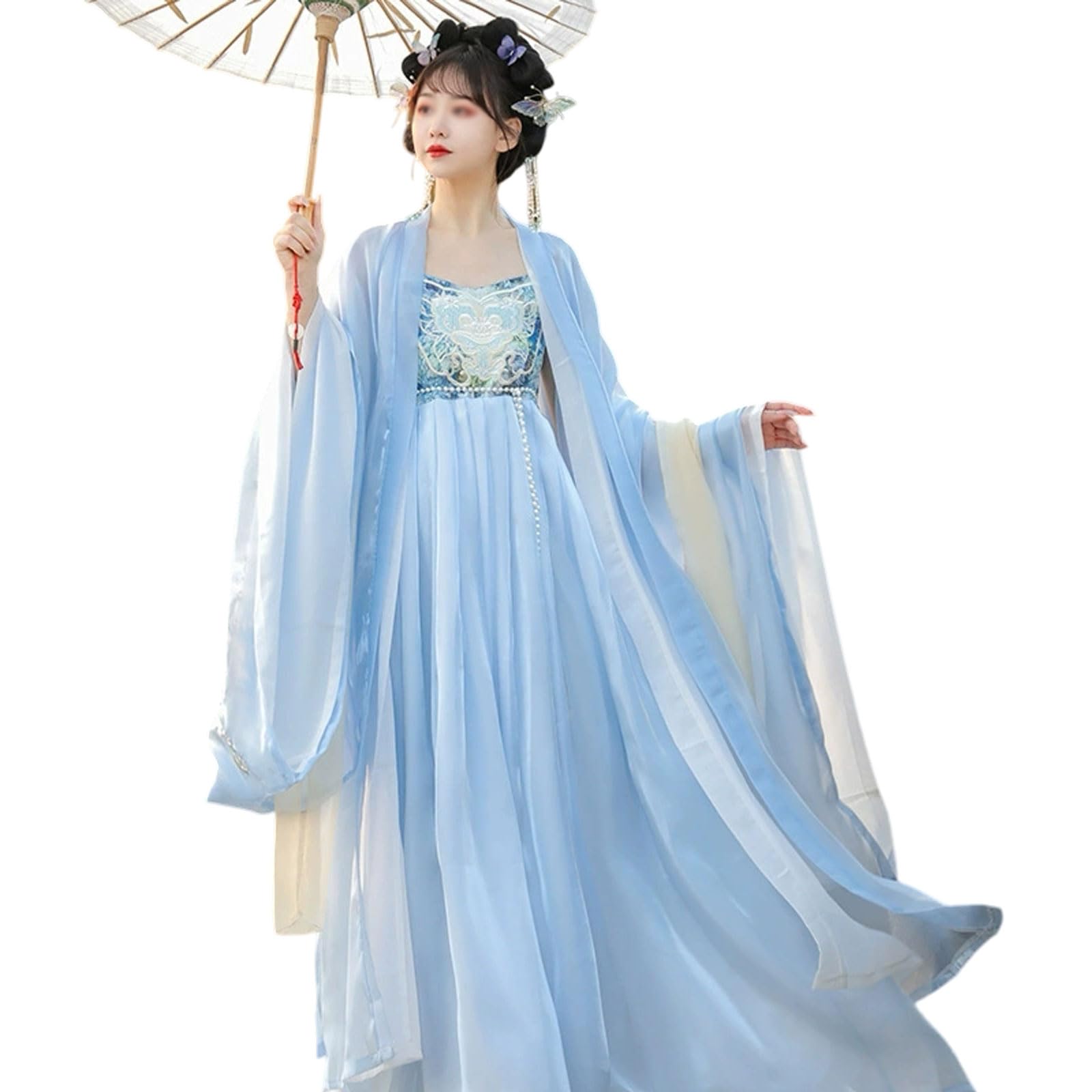 Costume fée Hanfu femme fluide pour performance et danse antique