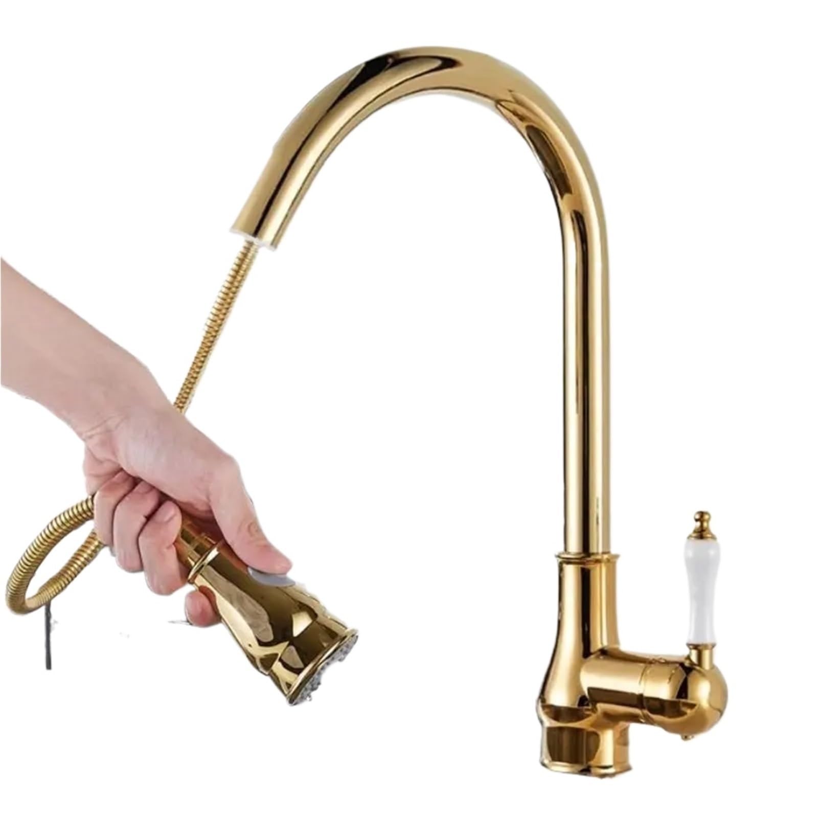 Lizhayg Color7 Pull Out Kitchen Tap Antique-Style Kitchen Pull-Out Splash-Proof Faucet, Washbasin, Universal Cold And Hot Sink, French Retro Nozzle(Color7)