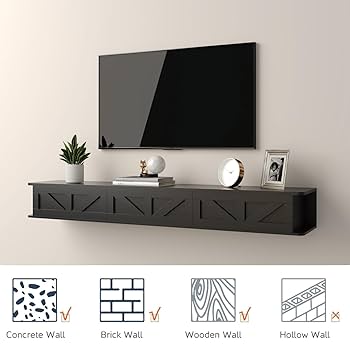Amazon.com: HedoAjim Black Floating TV Stand for 43 55 65 70