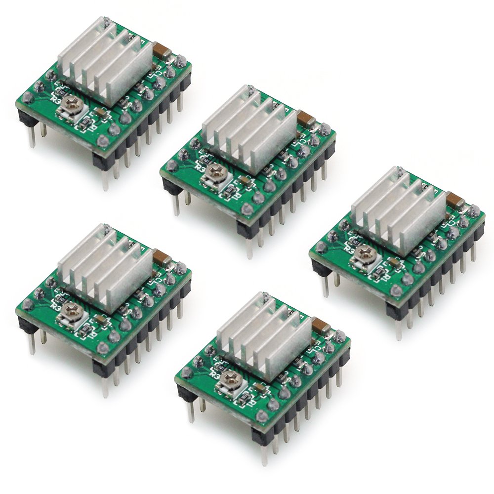 PoPprint 5Pcs Ramps1.4 A4988 Stepper Motor Driver with Heatsink for 3D Printer (Green)