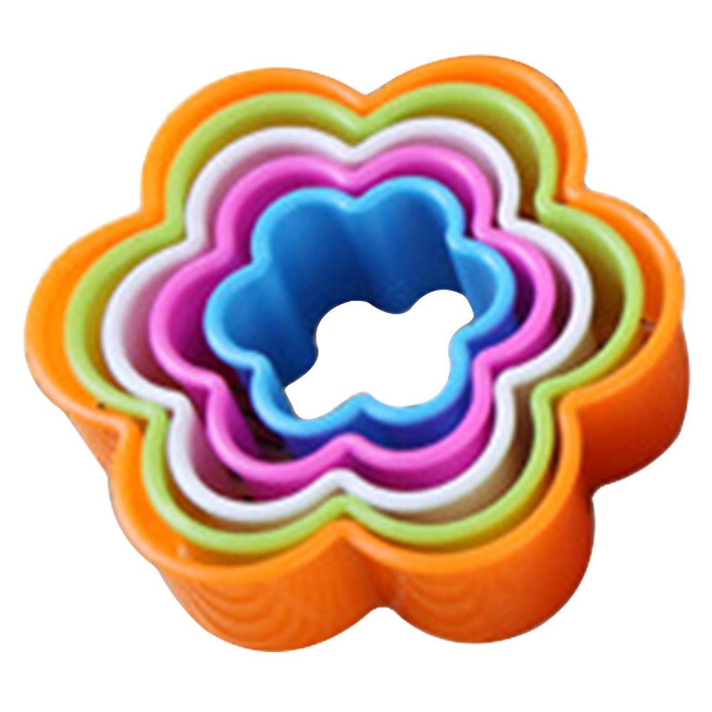 Gemini_mall® Colourful Plastic Flower Shaped Pastry/Cookie Cutters, Multi-Colour, Set of 5
