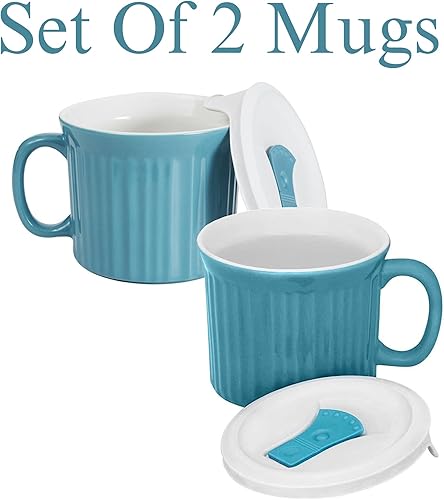 Miniatura 2 de Taza para sopa CorningWare con tapa apta para microondas de 20-onza - Paquete con 2 unidades, Pool
