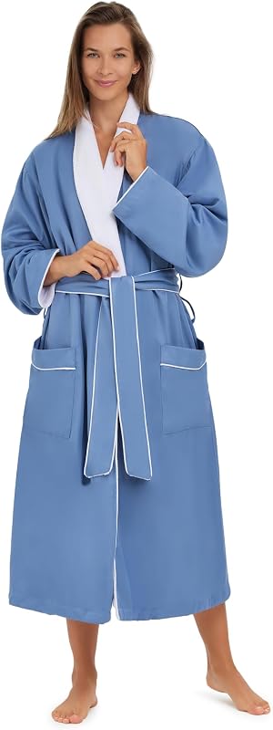 Albornoz de spa de microfibra con forro de felpa - Albornoz de hotel de lujo unisex de Monarch/Cypress | Soft Shell con forro de poliéster, bata de hotel y spa de calidad turística con bolsillo