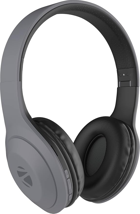 ZEBRONICS Zeb Duke 101 Wireless Headphone with Mic, Supporting Bluetooth 5.0, AUX Input Wired Mode, mSD Card Slot, Dual Pairing, Over The Ear & 12 hrs Play Back time,FM, Media/Call Controls (Grey) at Rs. 747