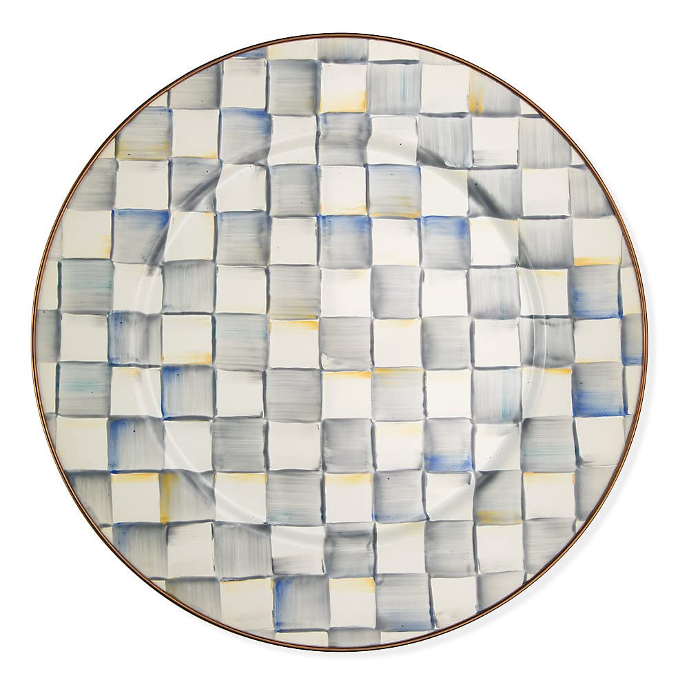 MACKENZIE-CHILDSEnamel Serving Platter, Decorative Serving Platter for Food, 16 Inches, Gray-and-White Sterling Check