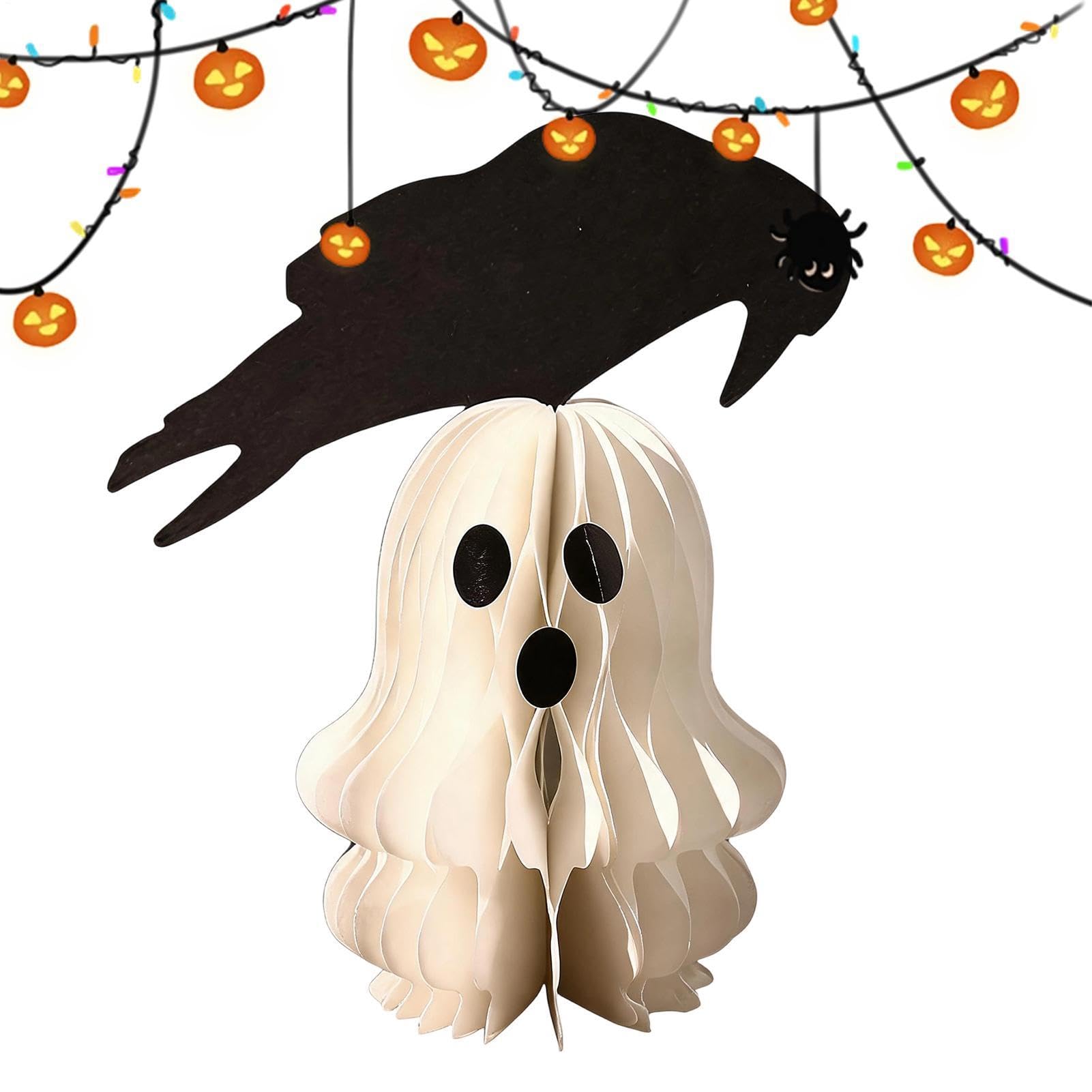 kürbisse als Deko Faltbare, lustige, festliche Halloween-Deko aus | Kürbis-Geist Tischmittelstücke für Kaminsims Bar Restaurant Shop Terrasse Klassenzimmer