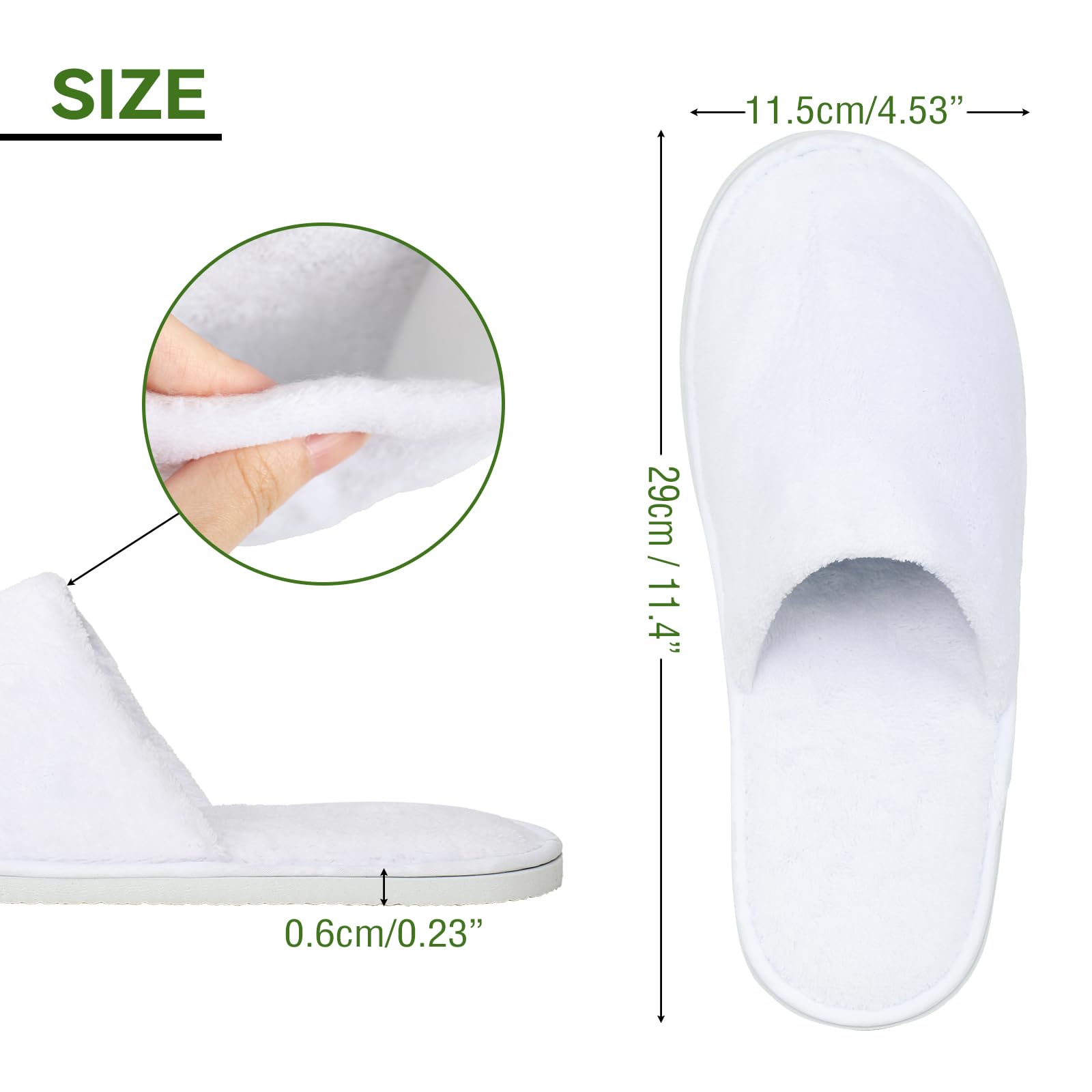 10 pantofole usa e getta, per hotel, unisex, per casa, viaggi, hotel o uso commerciale, bianco, Large Wide Women/Large Wide Men
