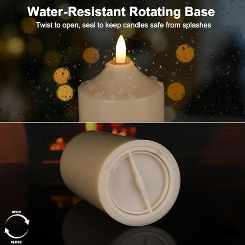 Miniatura 3 de Angelloong Velas parpadeantes sin llama, control remoto, velas LED de cera real, con baterías, temporizador, velas eléctricas de pilar, boda,