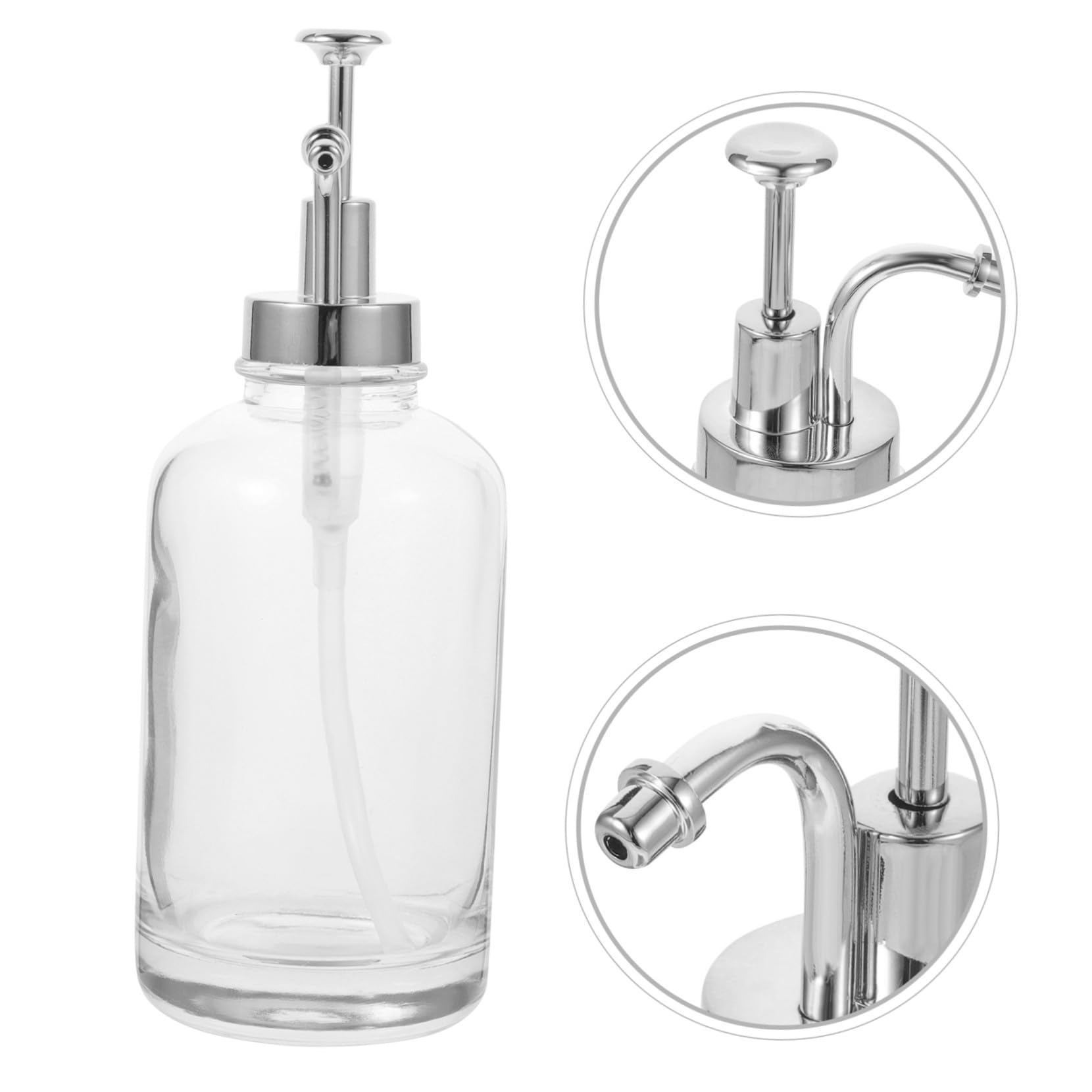 SOLUSTRE Dispenser Vetro Pompa Sciroppo in Inox Acciaio Argento