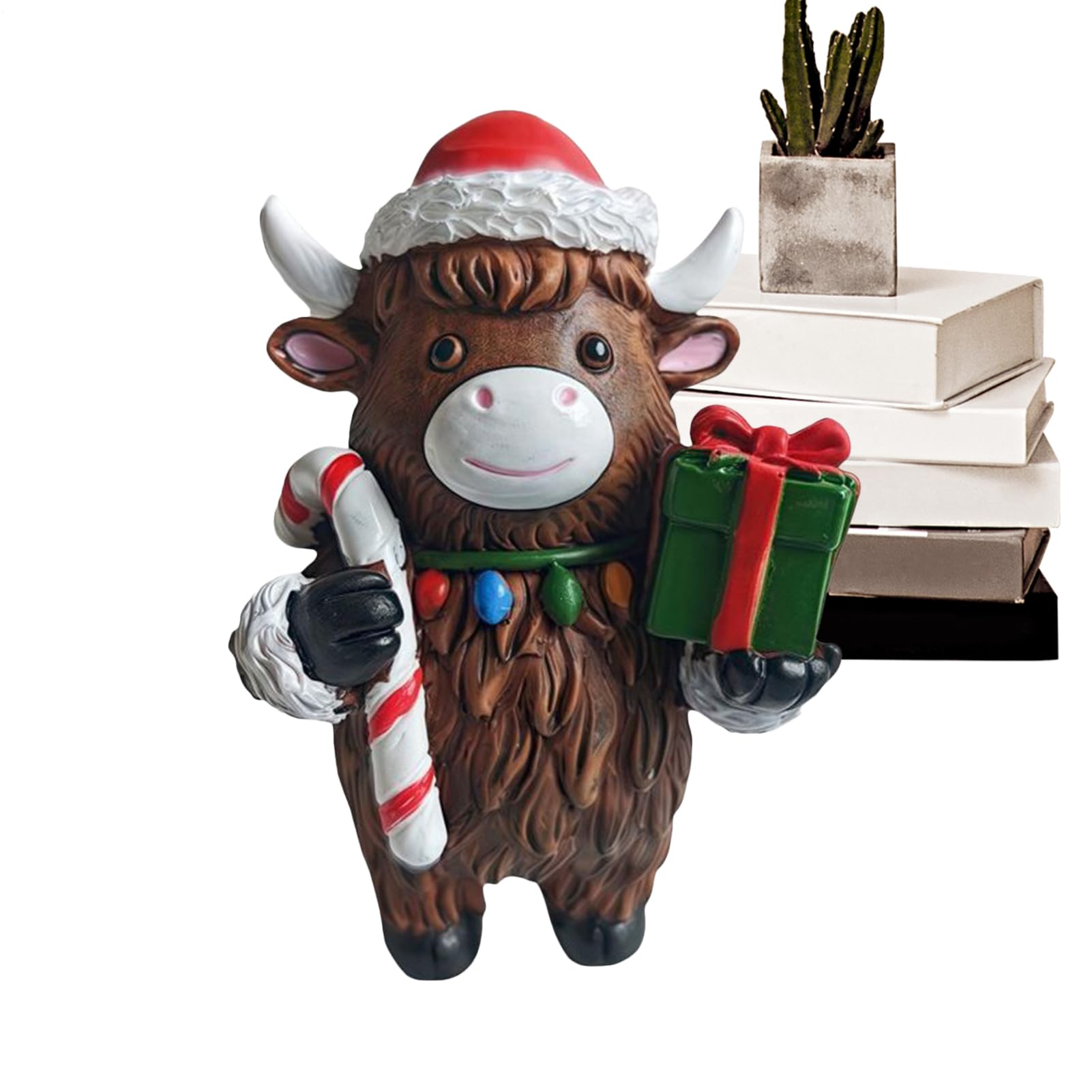 Statue de vache des hautes terres : centre de table de Noël sur cheminée