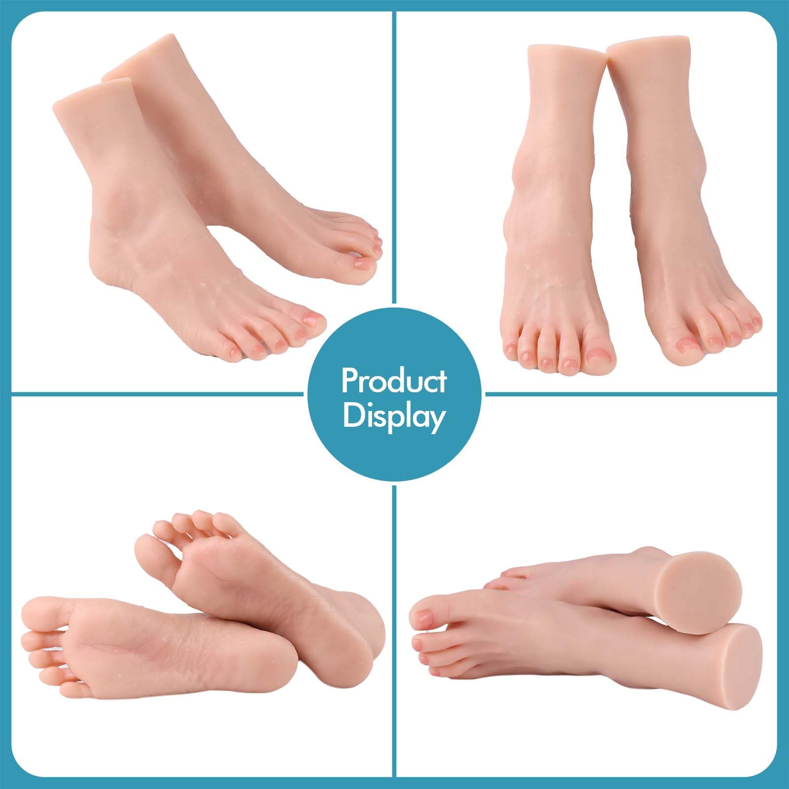 Modello di Piedi in Silicone Dimensione Reale per Uomo e Donna Morbido e Flessibile Manichino per Esposizione Scarpe Sandali e Calze (Sinistra, Piede Donna, Beige)