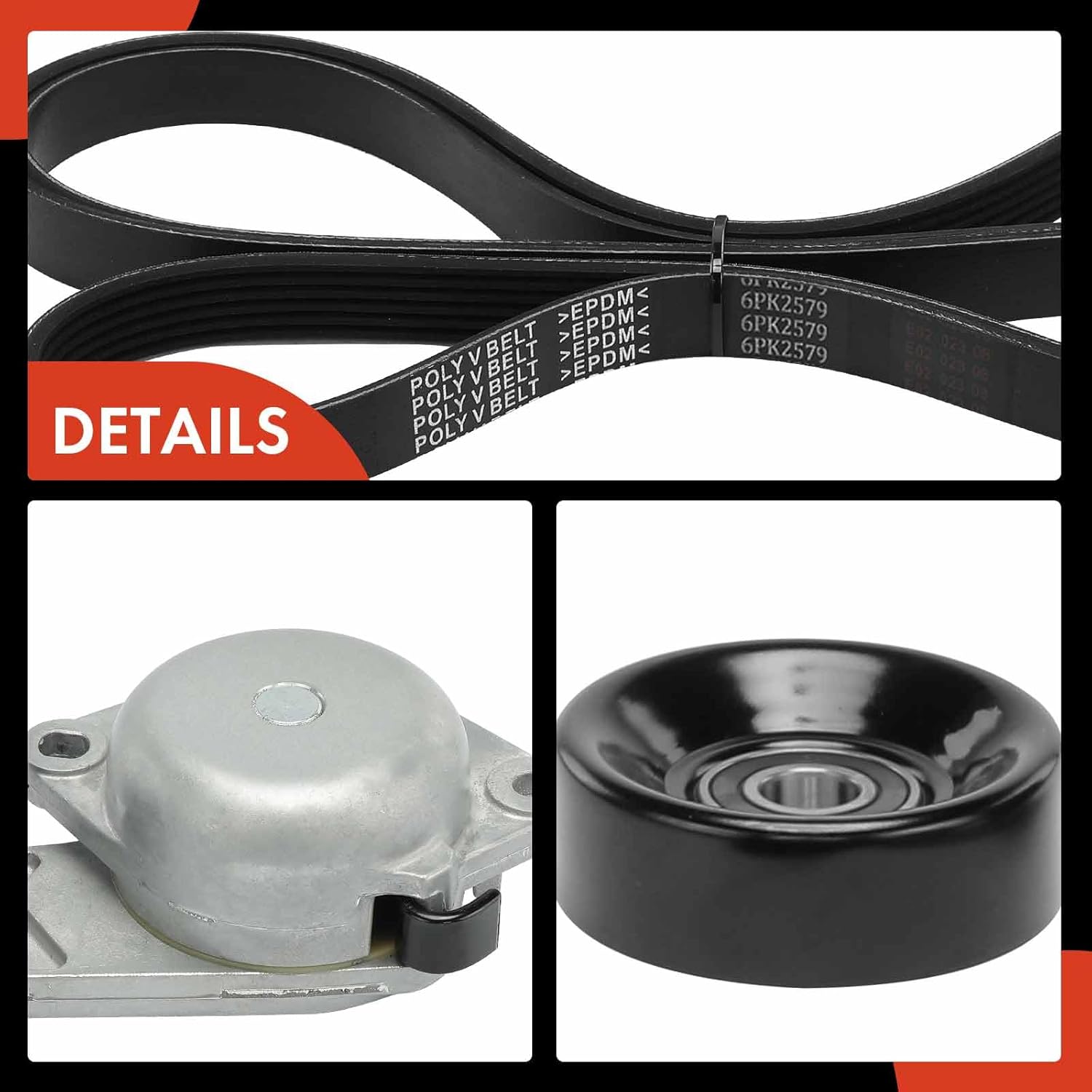 A-Premium Engine Serpentine Drive Belt Kit with Tensioner & Idler Pulley Compatible with Ford Expedition 2005-2006, F-150 2004, Mustang 2005-2006 & Lincoln Navigator 2005-2006, V8 4.6L 5.4L