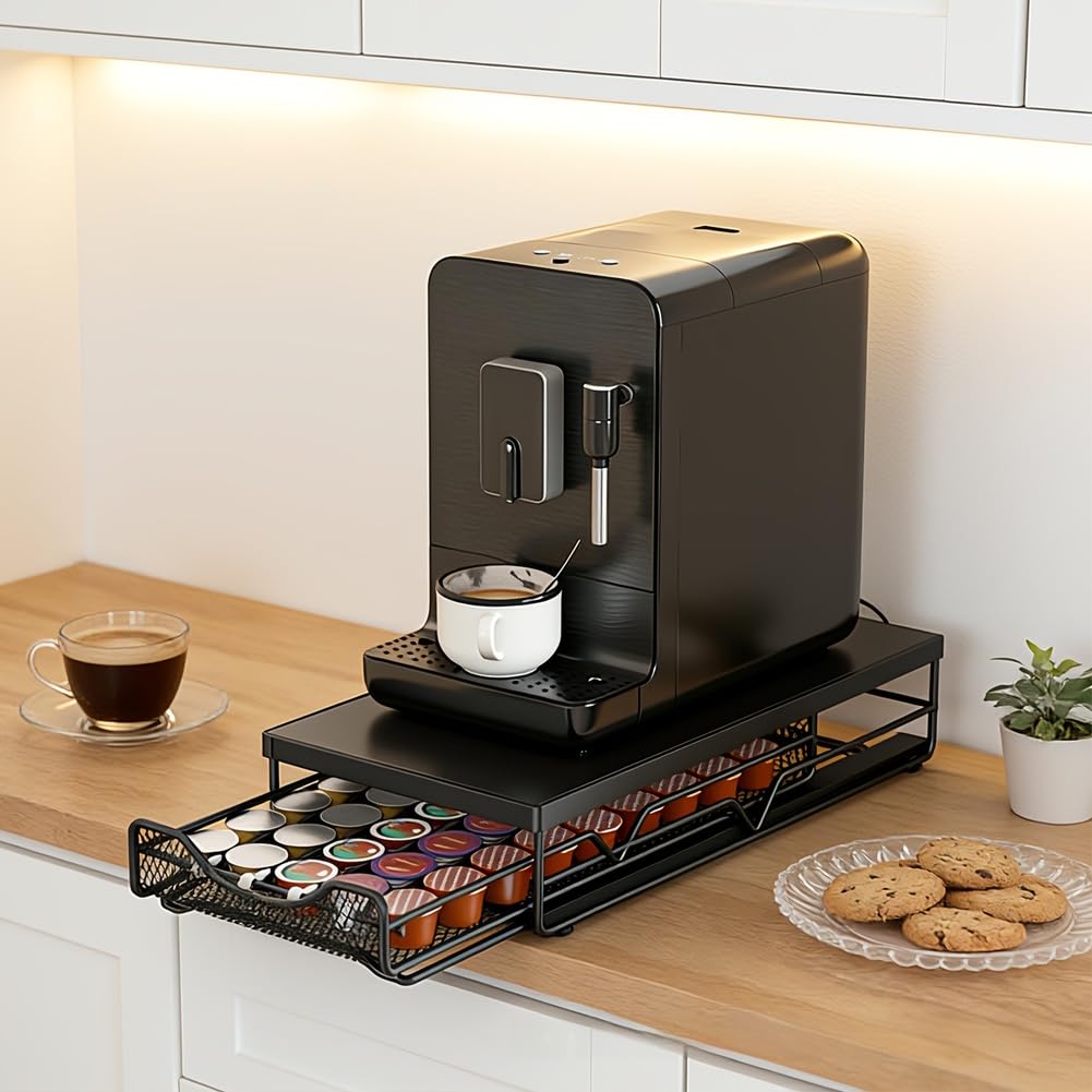 Organiseur de capsules de café : support en fer noir réglable gain de place