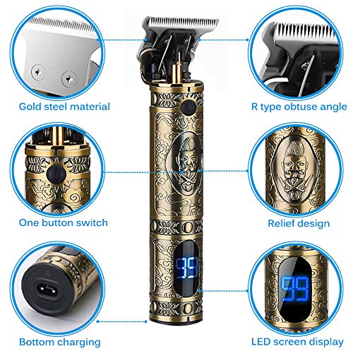 Electric Hair Clippers for Men Professional Outliner,2021 New Cordless Zero Gapped Trimmer Barber Accessories Grooming Waterproof Rechargeable Close Cutting T-Blade 0mm Bald Detail Beard Shaver