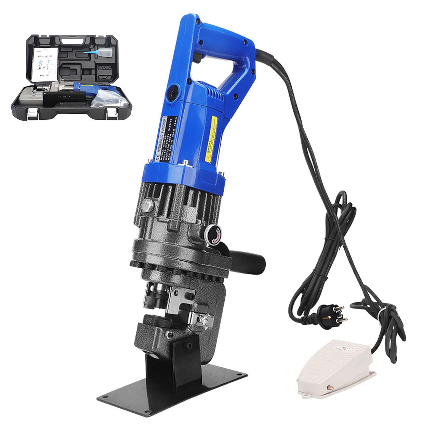 DUMIPME Hydraulic Hole Puncher,1800W Electric Punching Device with Foot Switch and 5 Dies,Heavy Duty Punch Tool for Iron Copper Aluminum Angle Steel MHP-20ChannelSteelModel