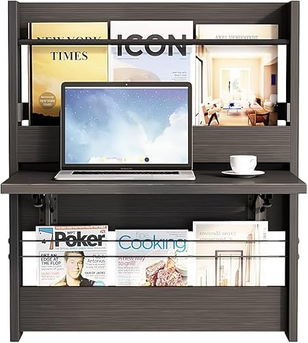 Miniatura 6 de ALISENED Escritorio montado en la pared, mesa de pared plegable, escritorio flotante para computadora portátil, escritorio de pared que ahorra