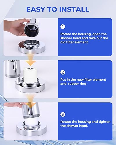 Miniatura 6 de Cartucho de filtro de repuesto compatible con cabezal de ducha filtrado JOLIE, elimina el cloro y el olor, filtro de ducha de alta presión para