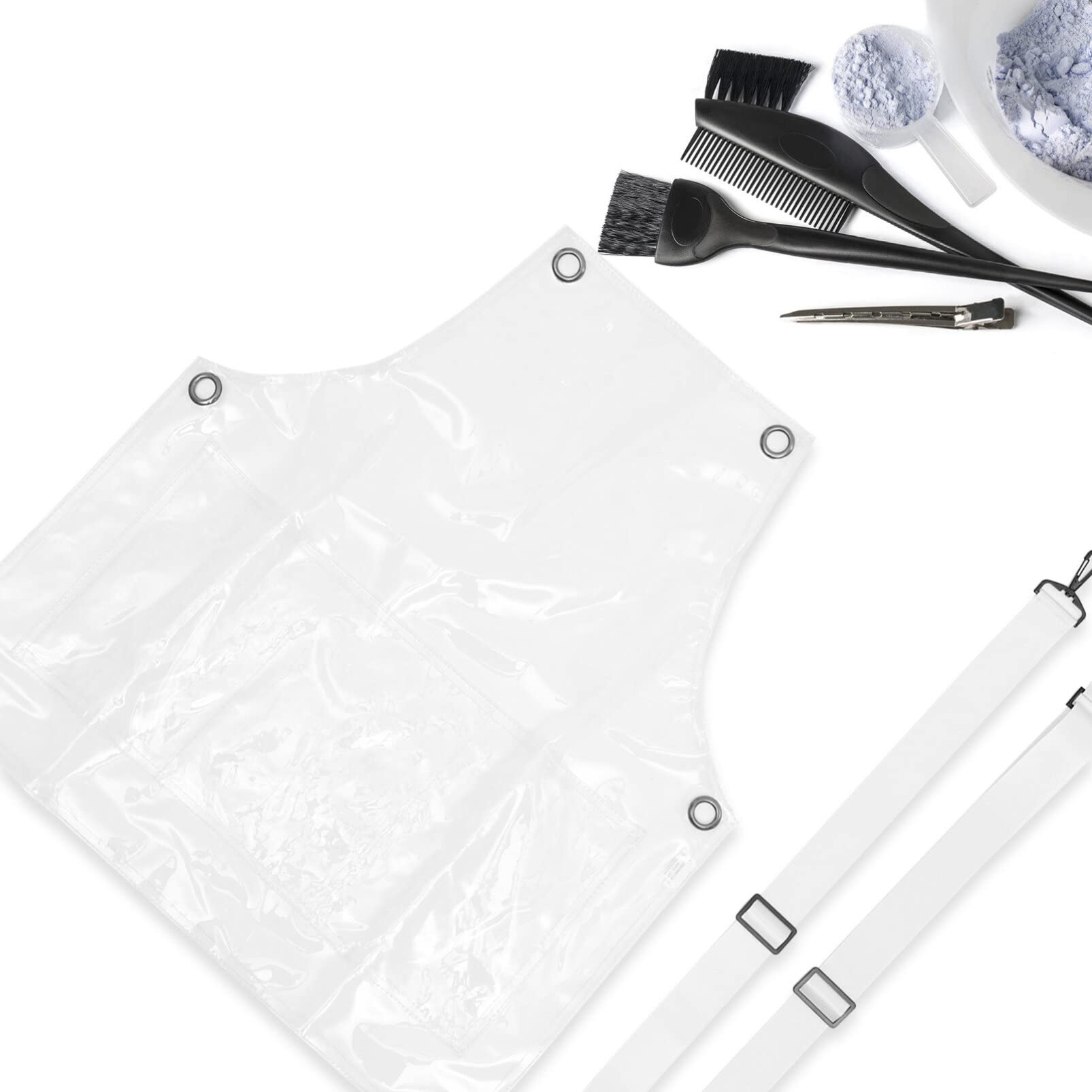 SOLUSTRE Transparent Plastic Apron Waterproof Hair Stylist Apron Adjustable Barber Apron Painting Apron Hair Salon Work Apron for Barber Nail Stylist Dog Grooming Cleaning Accessories