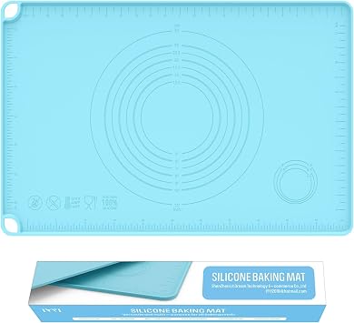 Silicone Baking Mat, Dough Rolling Mat, Pastry Mat for Rolling Dough, Silicone Rolling Mats for Pizza, Pie, Macaron, Bread Sky Blue, 24"16"