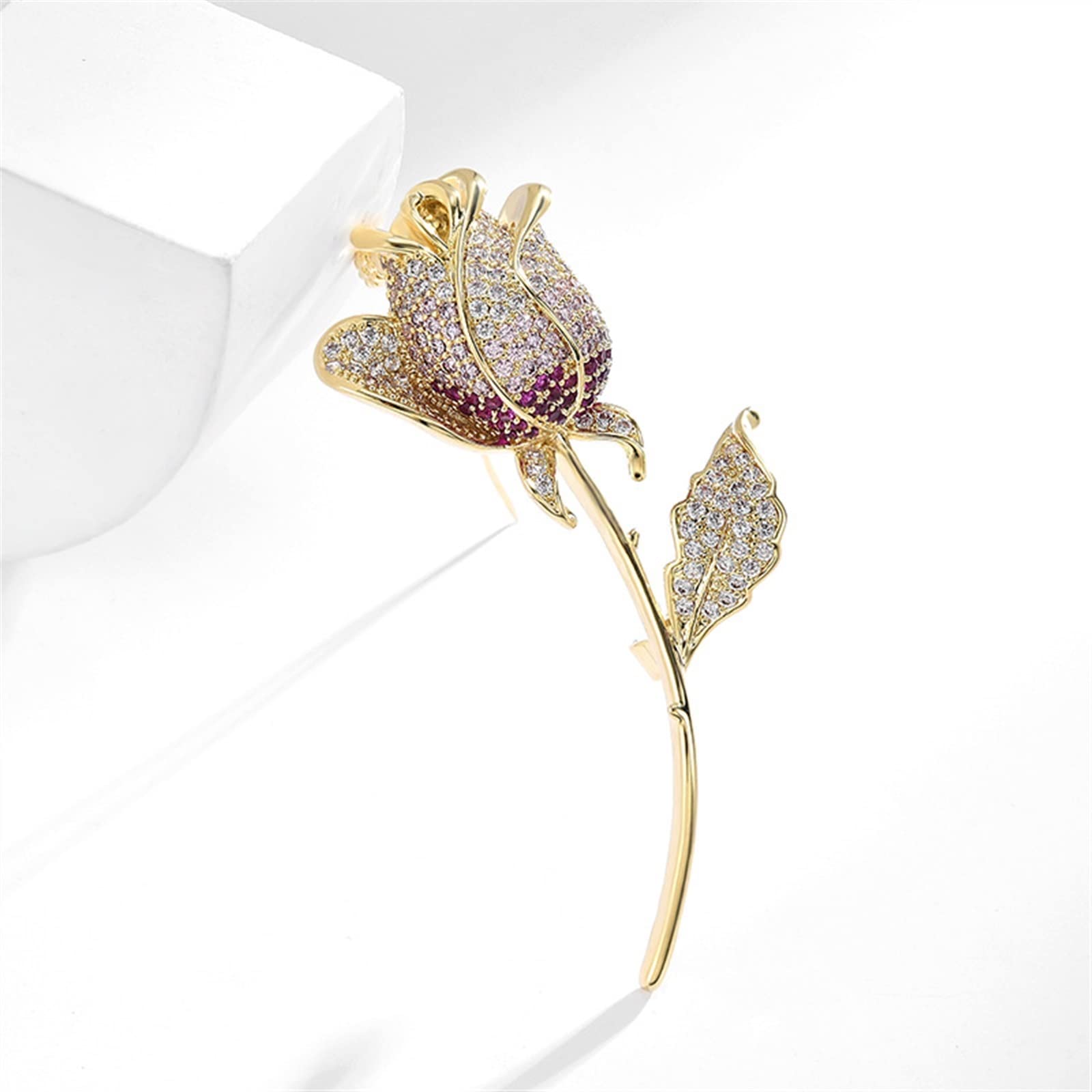 Broche de cobre de lujo para mujer con incrustaciones elegantes