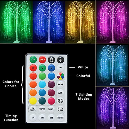Pooqla 288 Led 6Ft Colorful Lighted Willow Tree, Rgb Led Tree With Remote, Willow Tree With Multicolored String Lights For Indoor Outdoor Halloween Christmas Party Home Wedding Garden Decoration #TOP4