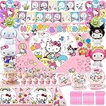 Elegant Birthday Decorations, Party Supplies Kit Include Banner, Tablecloth, Paper Tableware, Balloons, Hanging Swirls, Backdrop for Adult Birthday Party