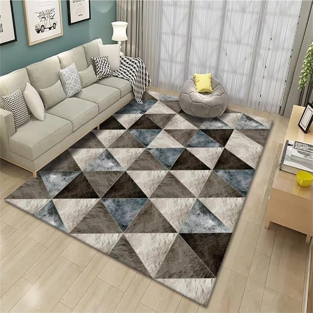 Tapis de salon géométrique triangle gris 120x200cm pour cuisine et bureau