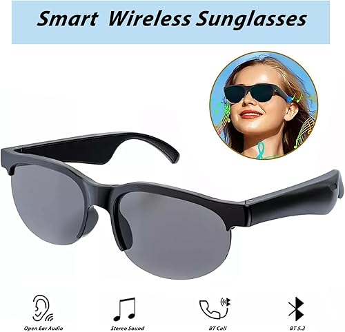 Miniatura 2 de Lentes inteligentes, lentes de sol polarizados Bluetooth con micrófono de audio integrado y altavoces con oreja abierta, protección UV y control de