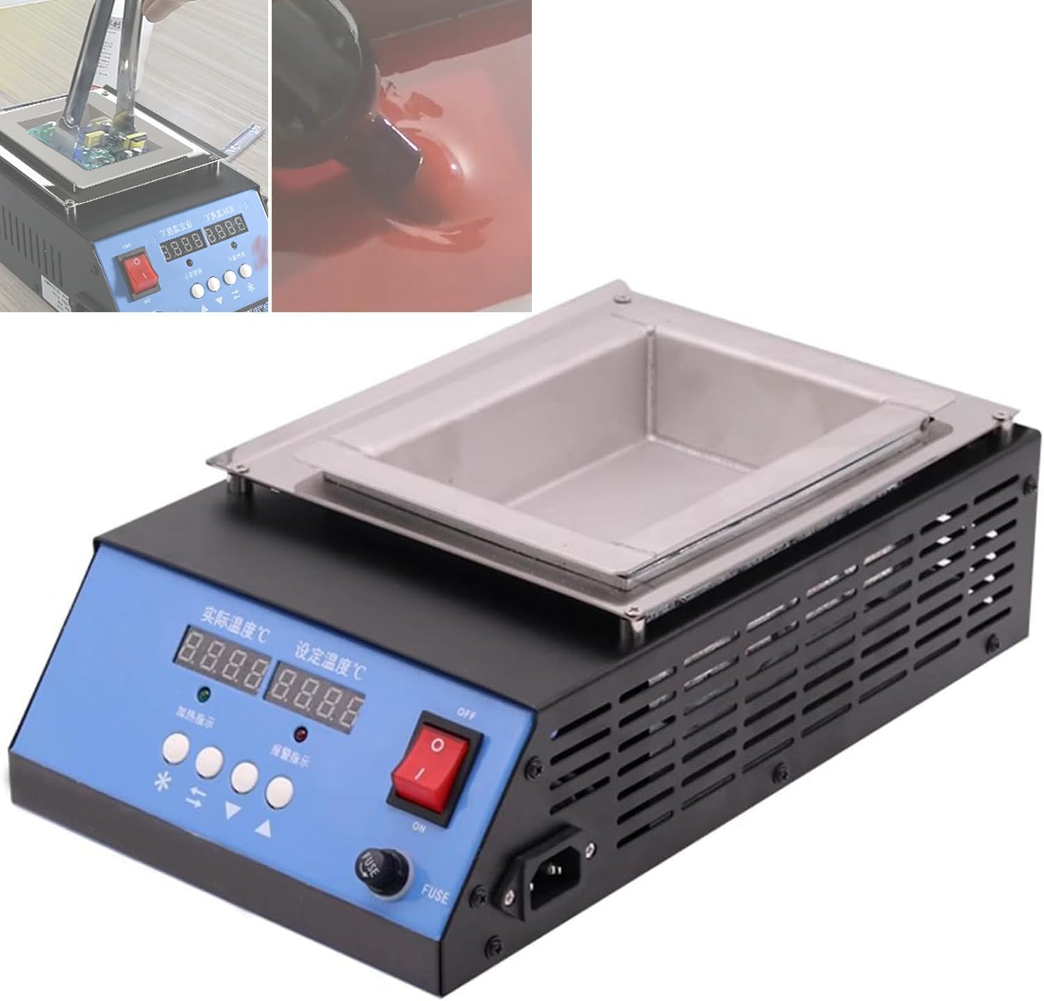 BOOZXCV Lead- Titanium Solder Pot, 1000W Capacity 5.7kg, Adjustable Temperature 30-400℃ for Welding and Soldering, Perfect for Electronics and DIY Projects