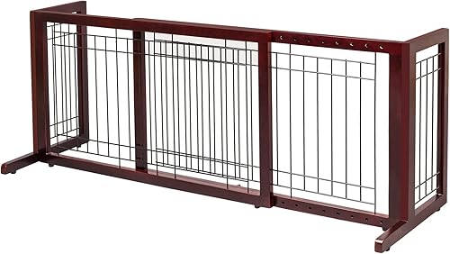 Bonnlo Puerta independiente para perros, puerta de 37 a 68 pulgadas de ancho para chimenea, escaleras, puertas, valla ajustable de madera para