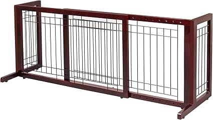 Bonnlo Free Standing Pet Gates for Dogs Indoor Dog Fence, Solid Wooden Dog Gates for The House,Doorways and Stairs, Doggie Gates for Indoors Adjustable from 40" to 71" Wide