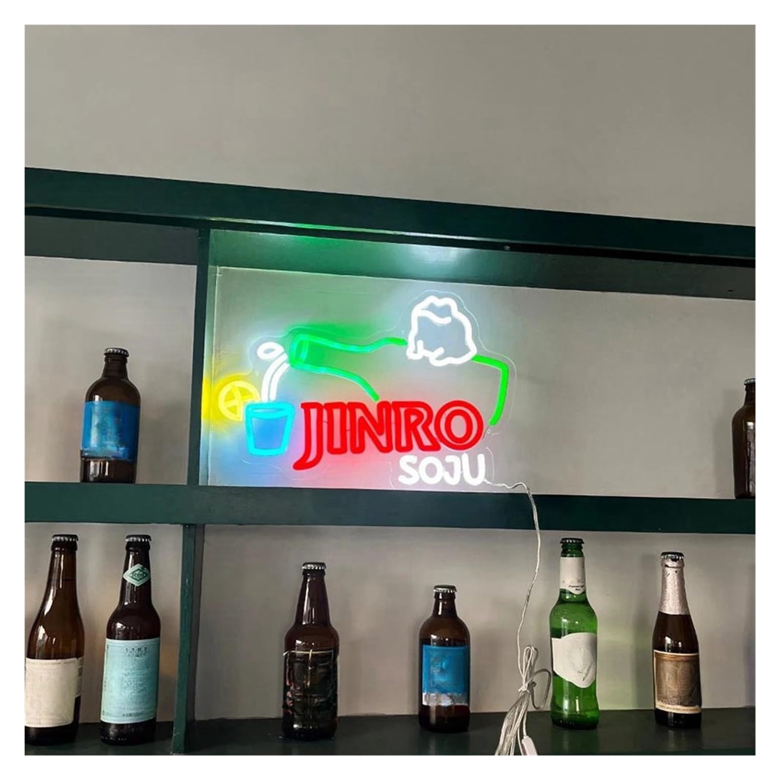LEMST Signs Lamp Soju Neon Sign USB Powered Adjustable Brightness Soju Bottle Neon Lights Suitable for Party Club Wall Decor Business Neon Lights(B,30cmx40cm)