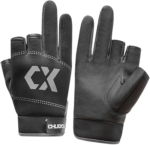 SEIWEI Fishing Gloves 3 Fingers Cut Waterproof Sports Gloves Anti-Slip Windproof Gloves for Fishing Hunting Riding Cycling Hand Protectiion