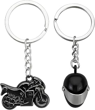 2 PCS Motorcycle Helmet Keychain, 3D Motorcycle Keyring Helmet Key Fob, Mini Motorbike Keychain for Women Men Black