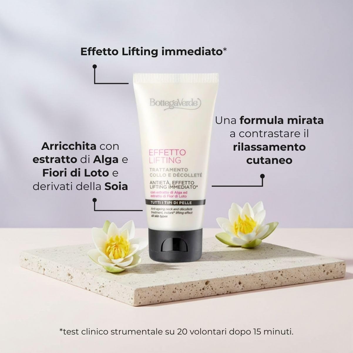 Bottega Verde - Trattamento Collo e Décolleté, Effetto Lifting, in Crema, 50 ml, Azione Antietà, Effetto Elasticizzante, per Tutti i Tipi di Pelle