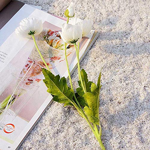 Fiori Di Papavero Artificiali Bianchi, 6 Piante Finte Che