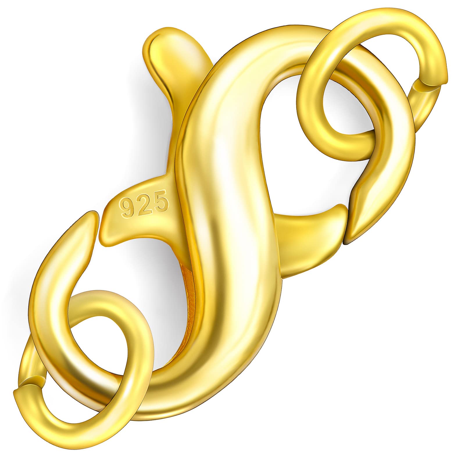 Dailyacc S925 Doppelter Karabinerverschluss aus Sterlingsilber und Gold für Halskette, Armband, Verschlüsse und Verschlüsse für DIY-Schmuck