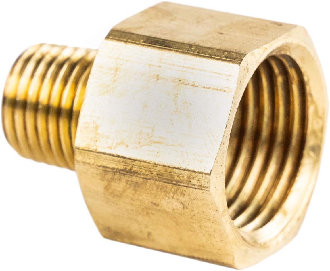 1/2" FNPT - 1/4" MNPT Pipe Adapter Solid Brass Pressure Gauge Connector Extender