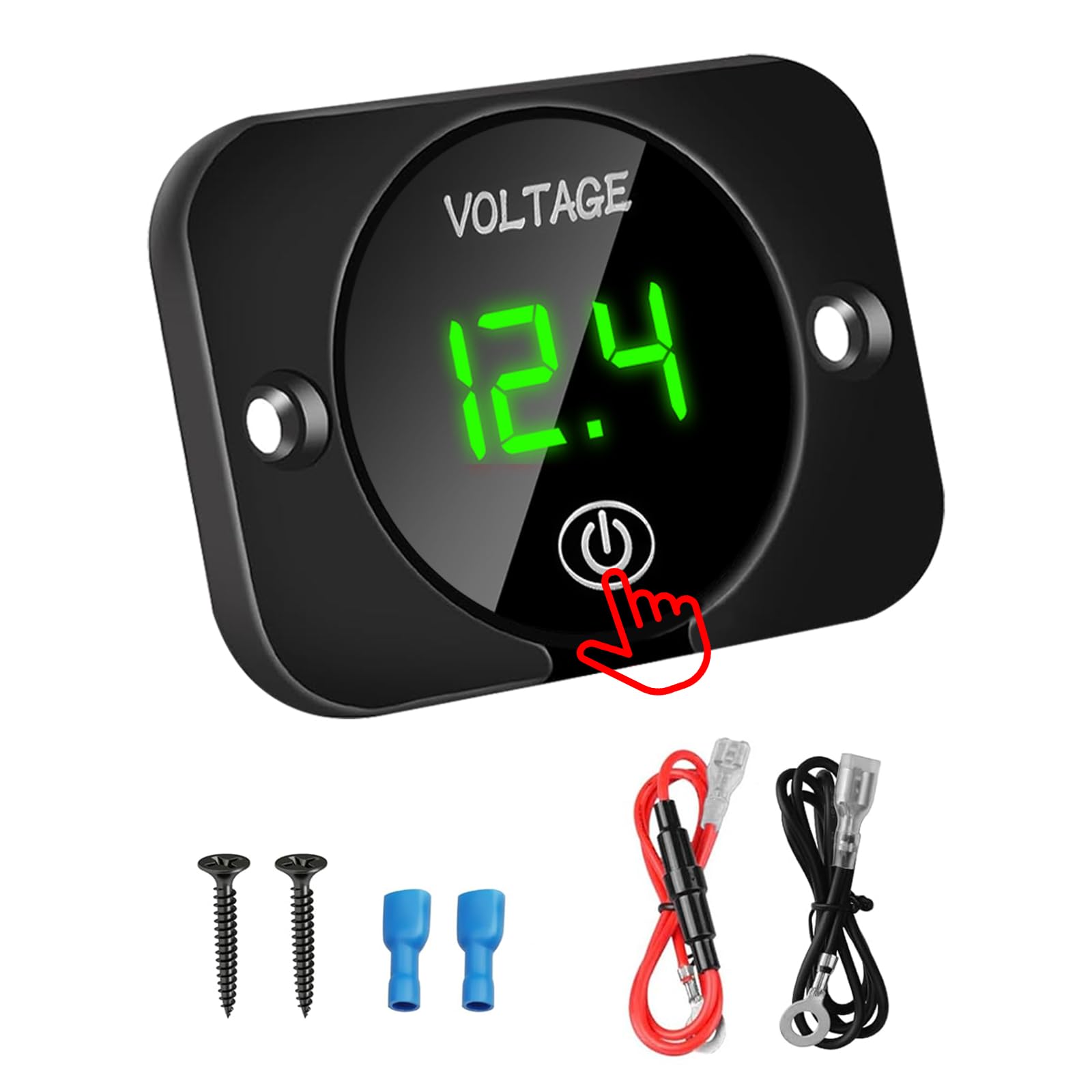 12V 24V DC Battery Voltage Meter, LED Digital Display Voltage Meter with Touch Switch and Waterproof Voltmeter for RV Motorcycle Car Golf Cart Boat-image-23