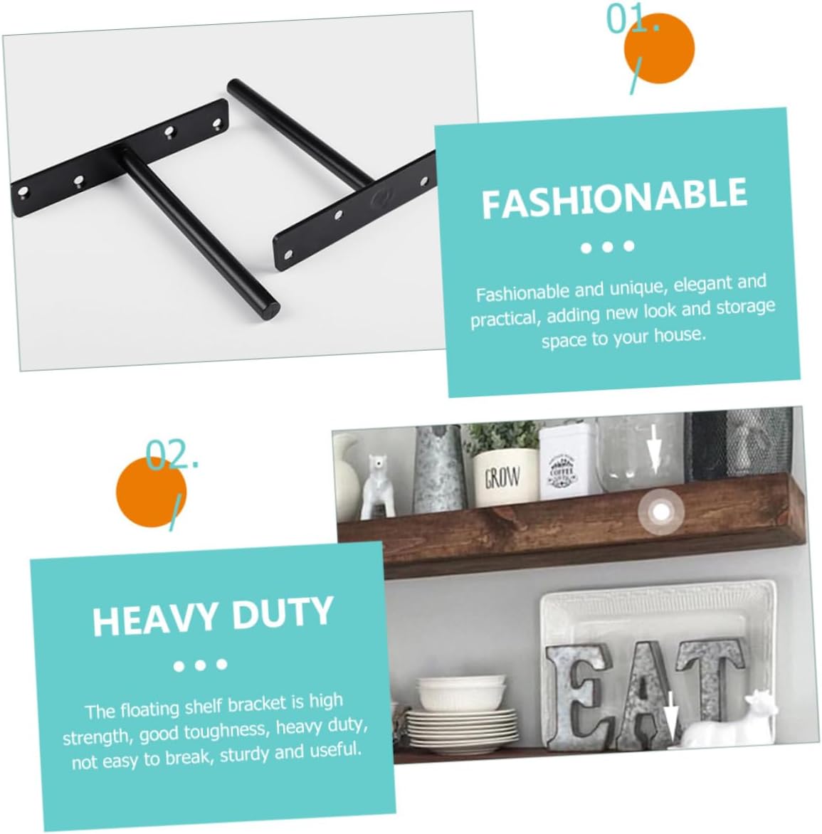 6sets Invisible Shelf Brackets Floating Shelf Hardware Heavy Duty Wall Fixed Bracket for Floating