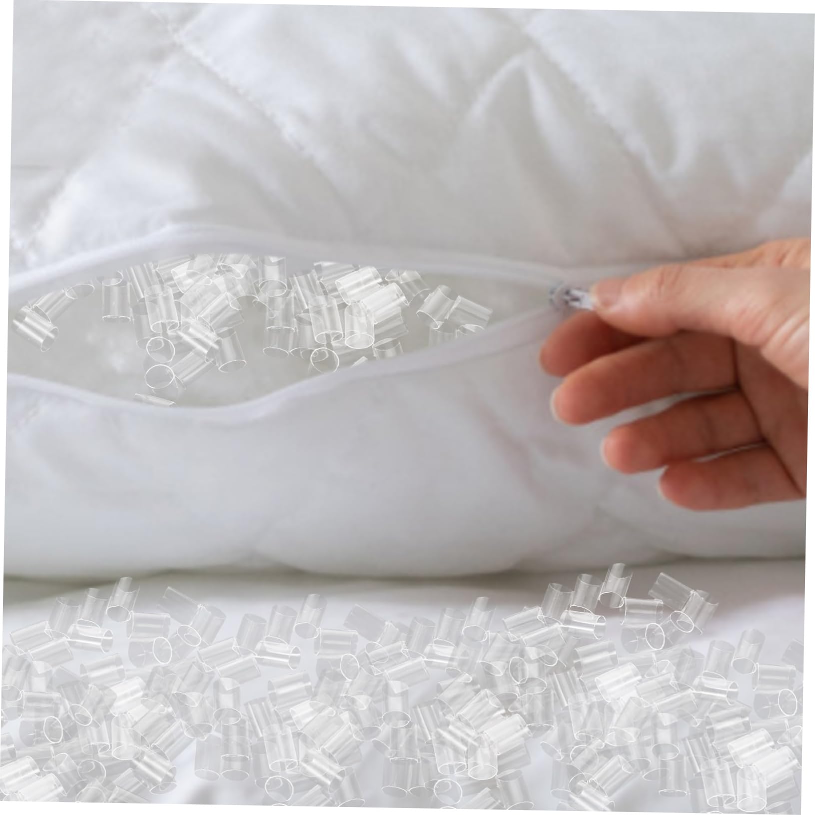 Cabilock Relleno De Almohadas Tubo De PE Transparente 6x8 Mm 1 Kg Material Elástico Ajustable para Soporte Cervical Uso Portátil para Almohadas