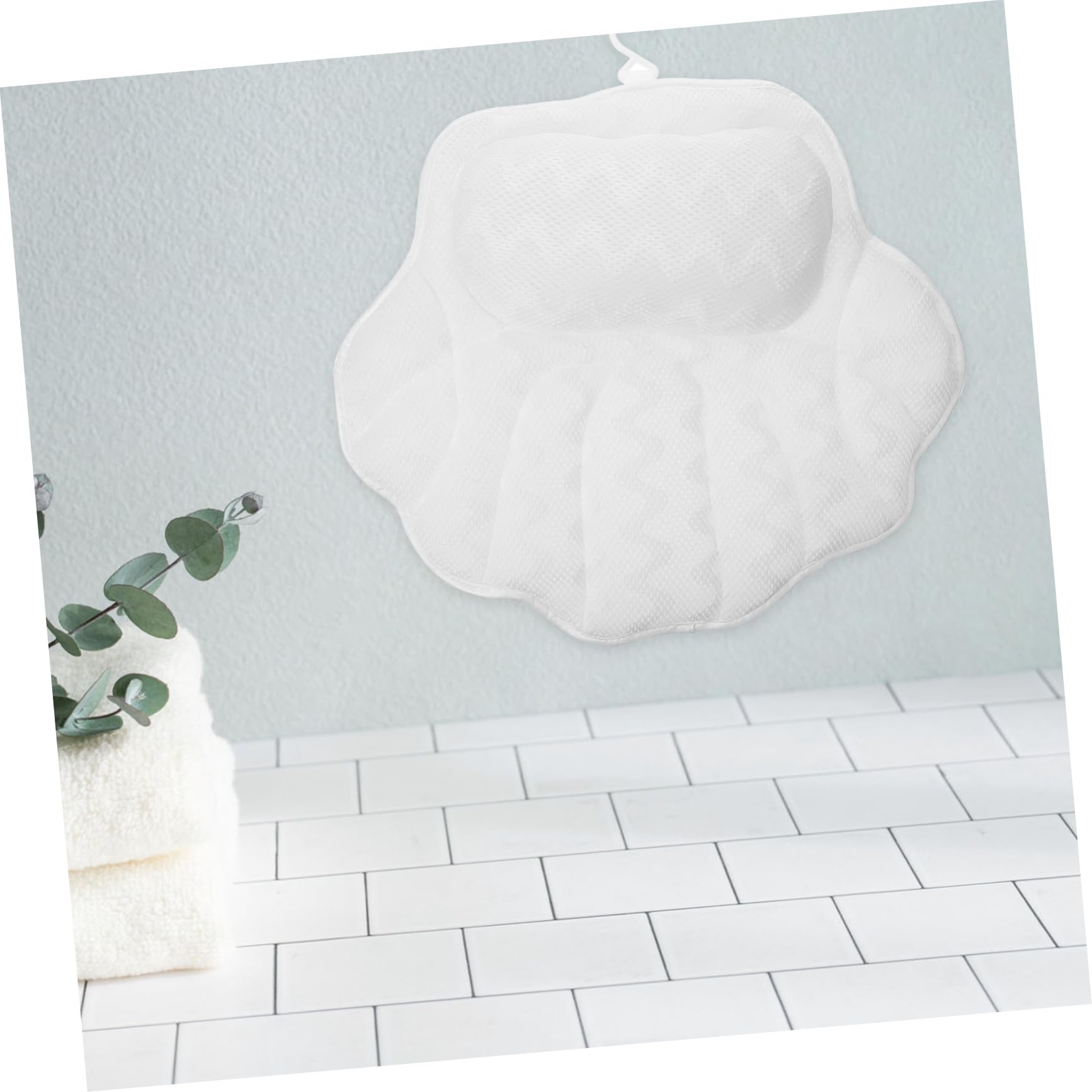 Cuscino da Vasca da Bagno Bianco con Ventosa, Spugna e Cotone