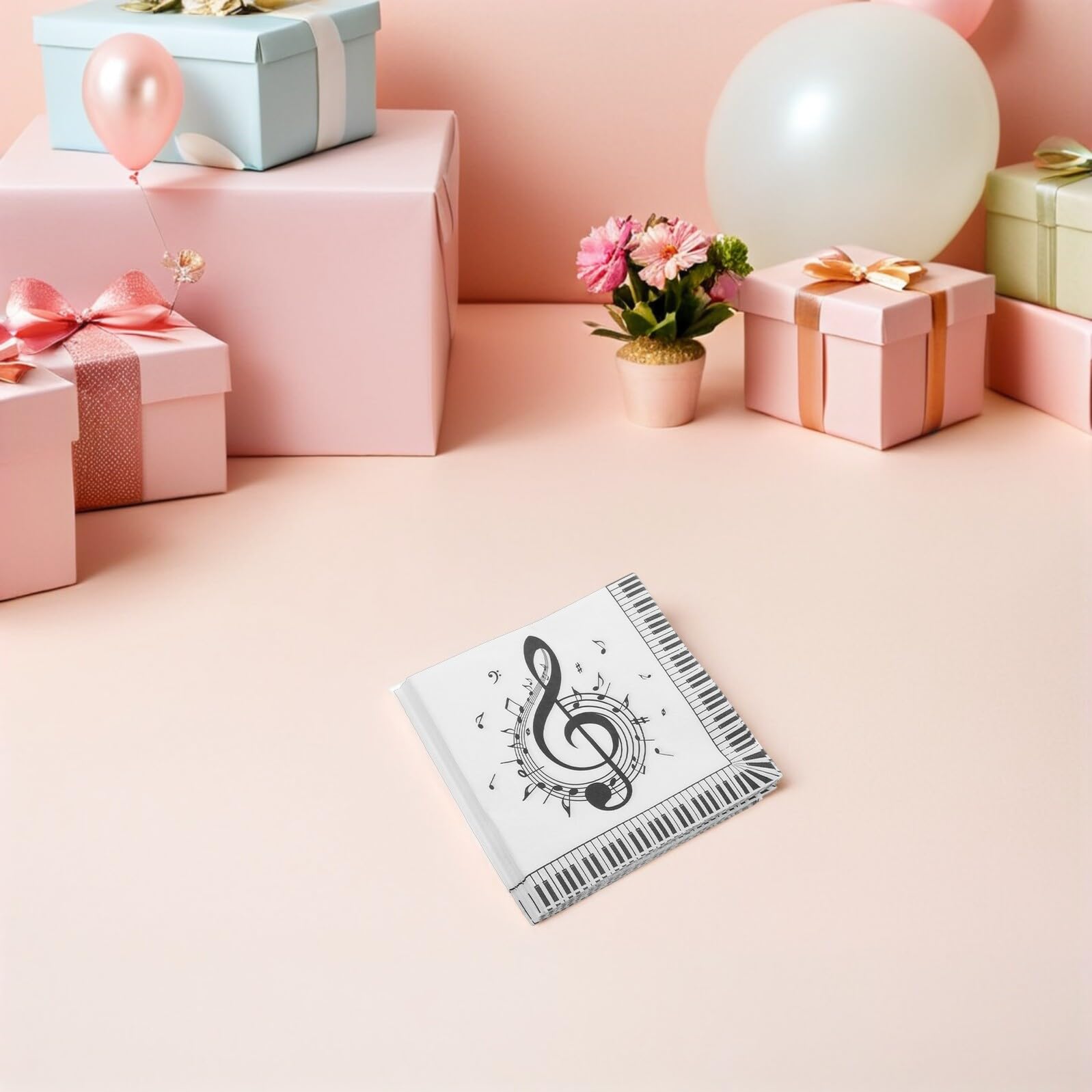 100 Einwegservietten mit Musiknoten Motiv aus Papier für Musikthemenpartys und Hochzeiten Kreative Cocktail Servietten zur Tischdekoration