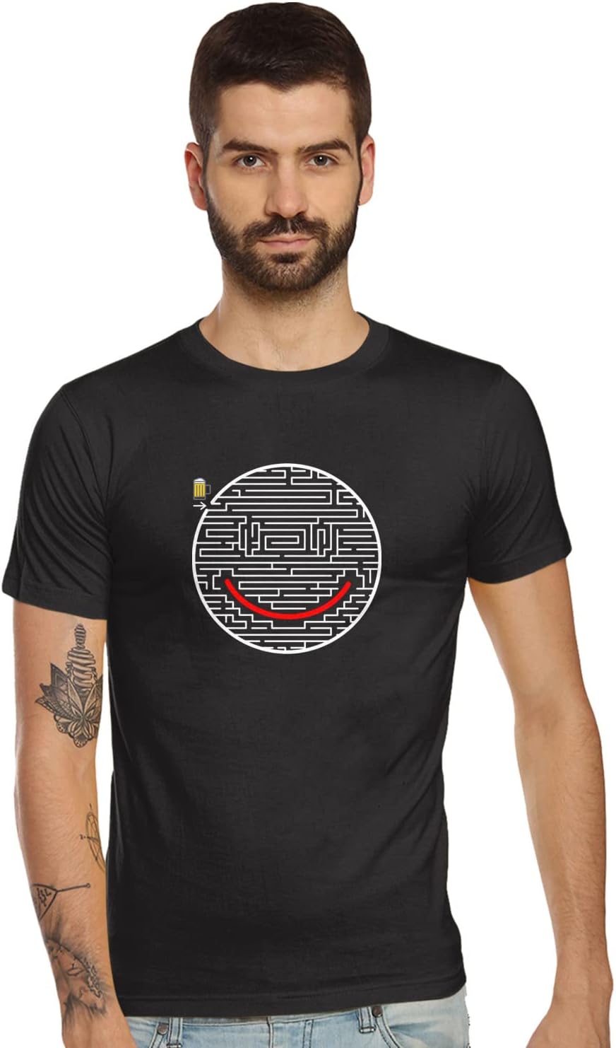 TantraJigsaw Smile Black - Men Round Neck Printed Tshirt